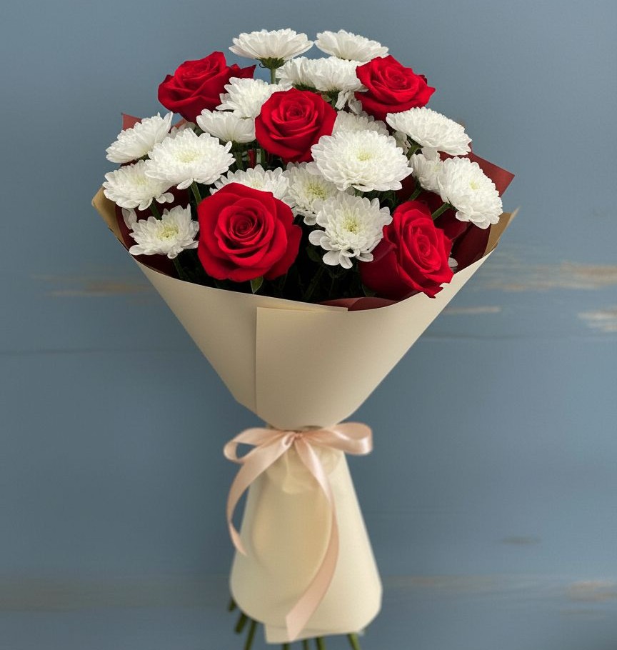 Букет цветов из: Розы и Хризантемы в Ярославском