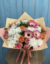 Букет цветов из:  Розы, Герберы и Хризантемы в Ярославском