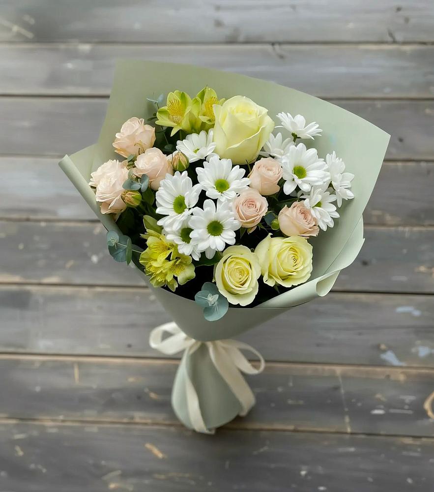 Букет цветов из: Альстромерии, Розы и Хризантемы в Ярославском