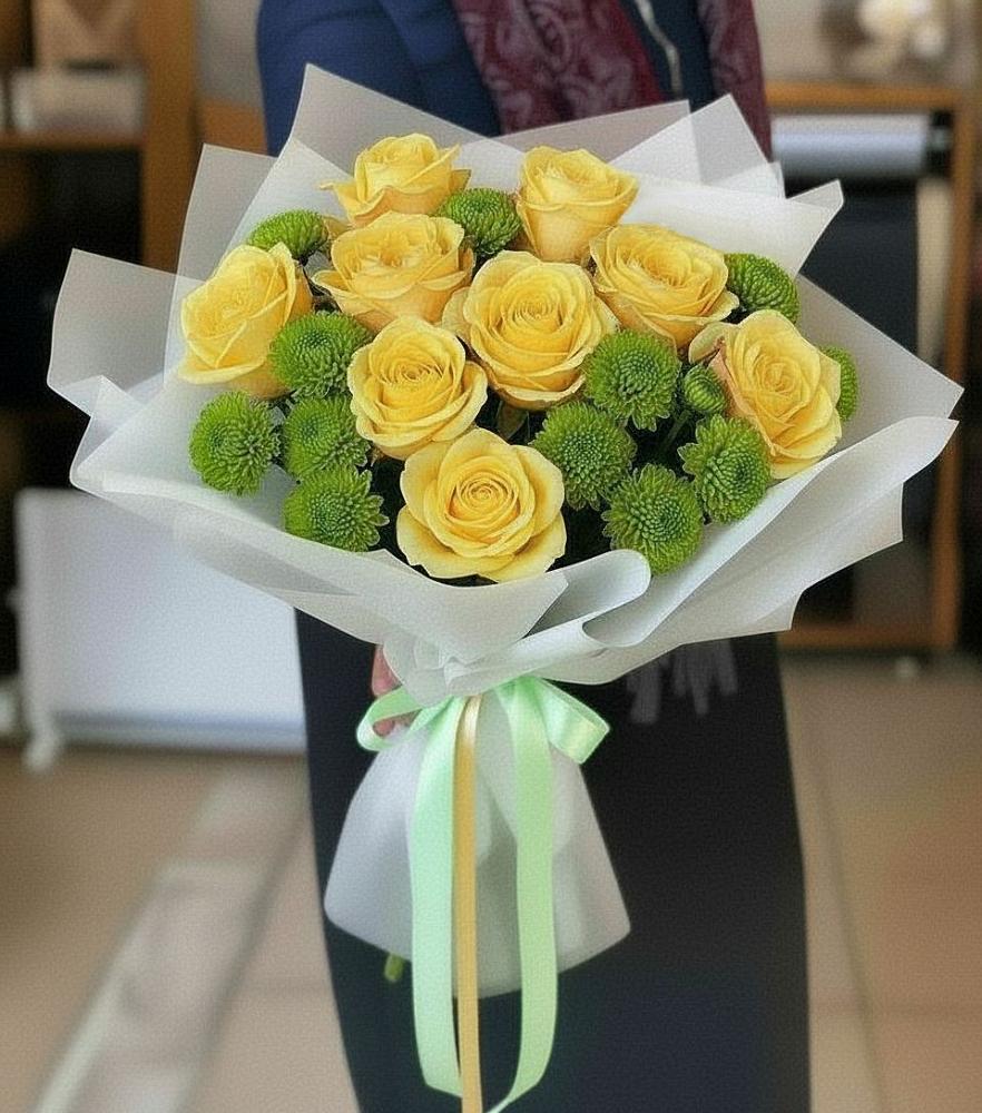 Букет цветов из: Хризантемы и Розы в Ярославском