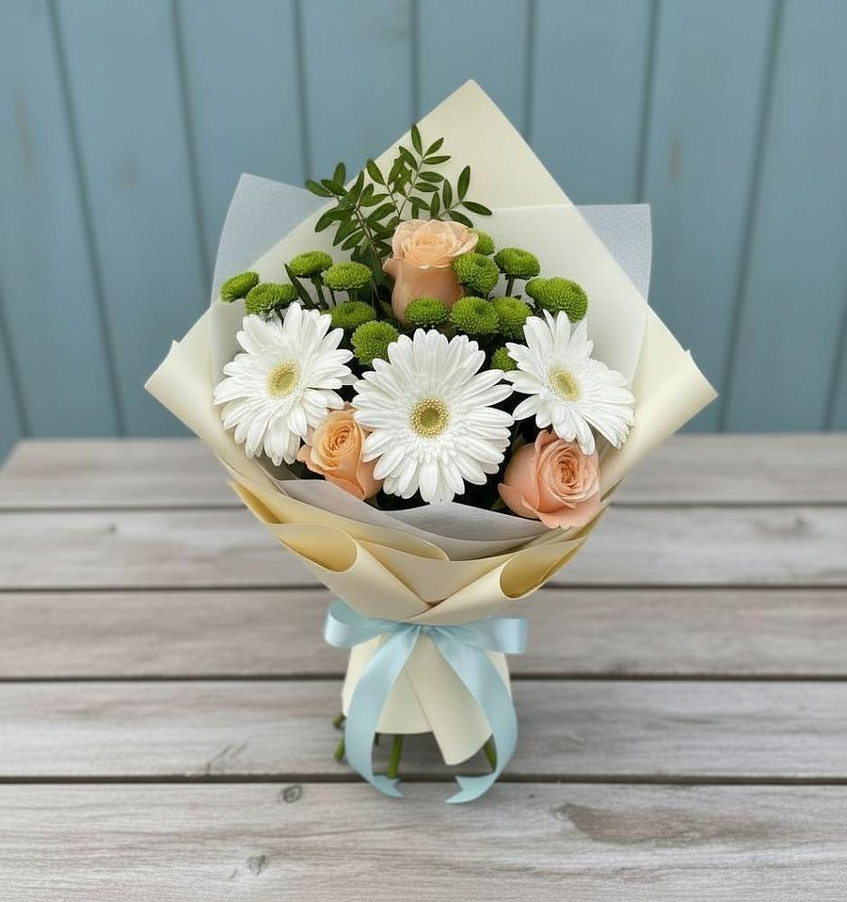 Букет цветов из: Герберы, Розы и Хризантемы в Ярославском