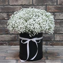 Цветочная композиция из Гипсофила в шляпной коробке в Ярославском