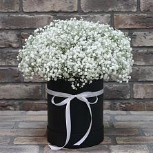 Цветочная композиция из Гипсофила в шляпной коробке в Ярославском